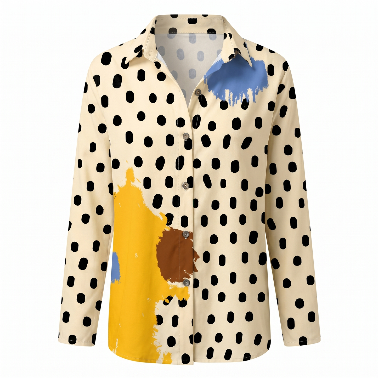 Effortless Floral Blouse for Women with Collar Long Sleeve Button Front Relaxed Casual Style
