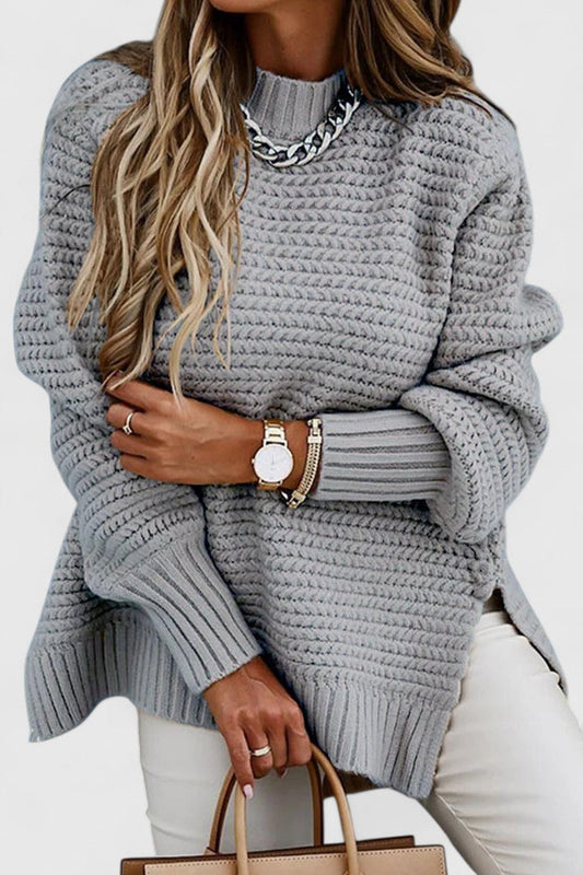 Comfortable Chunky Knit Sweater for Women with High Neck Long Sleeve Relaxed Oversized Style
