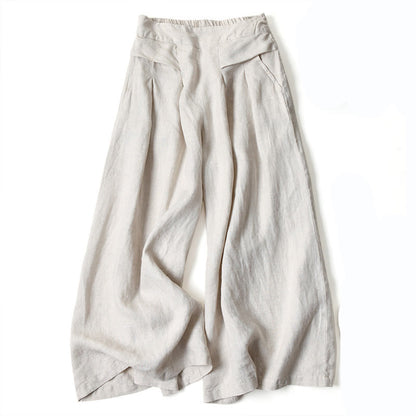 Effortless Linen Wide Leg Pant for Women with High Waist Pleated Cropped Relaxed Style