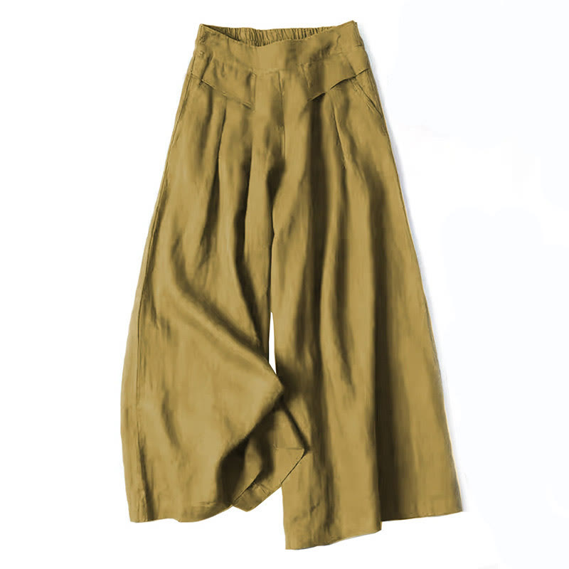 Effortless Linen Wide Leg Pant for Women with High Waist Pleated Cropped Relaxed Style