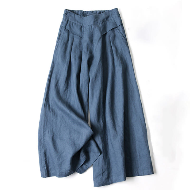 Effortless Linen Wide Leg Pant for Women with High Waist Pleated Cropped Relaxed Style