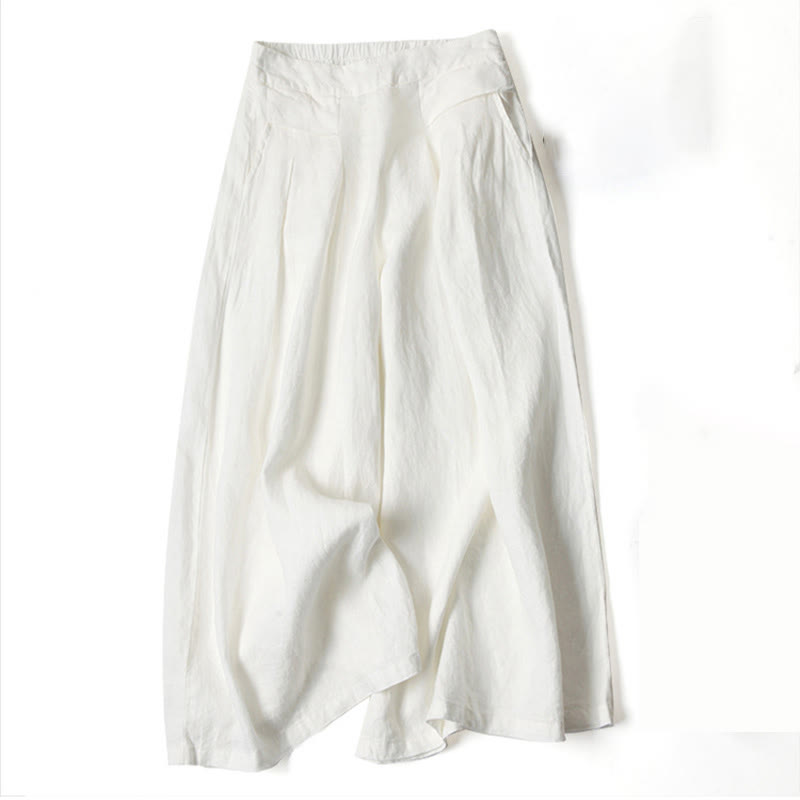 Effortless Linen Wide Leg Pant for Women with High Waist Pleated Cropped Relaxed Style