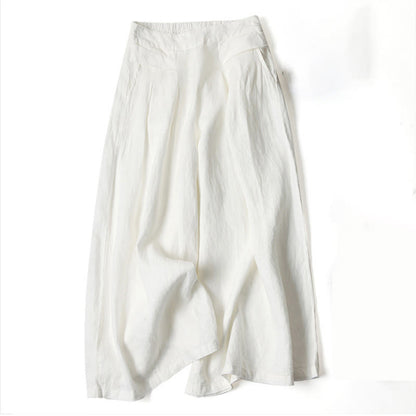 Effortless Linen Wide Leg Pant for Women with High Waist Pleated Cropped Relaxed Style