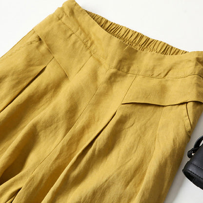 Effortless Linen Wide Leg Pant for Women with High Waist Pleated Cropped Relaxed Style
