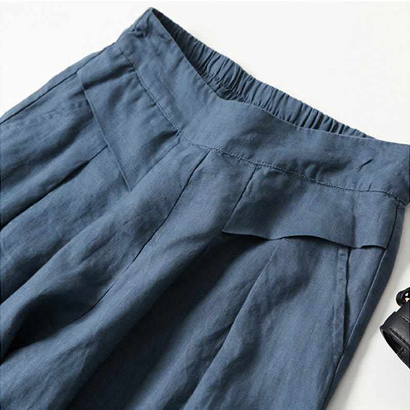 Effortless Linen Wide Leg Pant for Women with High Waist Pleated Cropped Relaxed Style