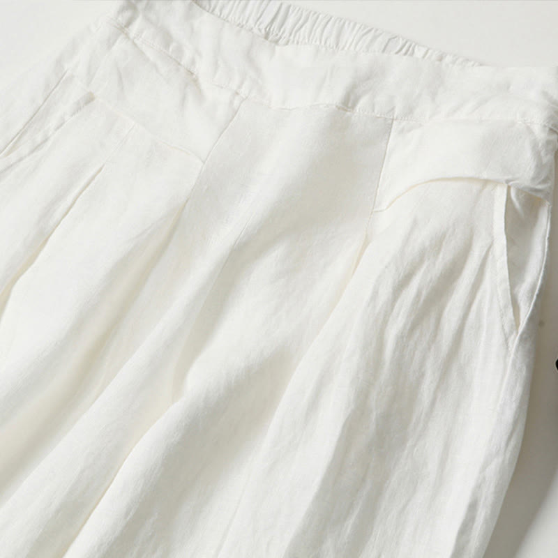 Effortless Linen Wide Leg Pant for Women with High Waist Pleated Cropped Relaxed Style