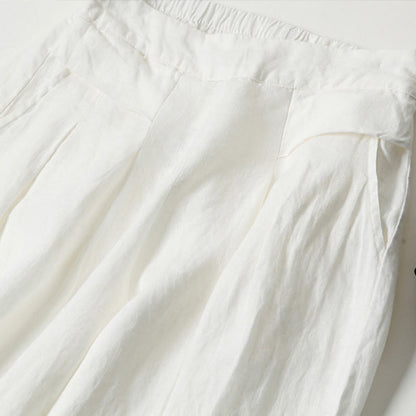 Effortless Linen Wide Leg Pant for Women with High Waist Pleated Cropped Relaxed Style