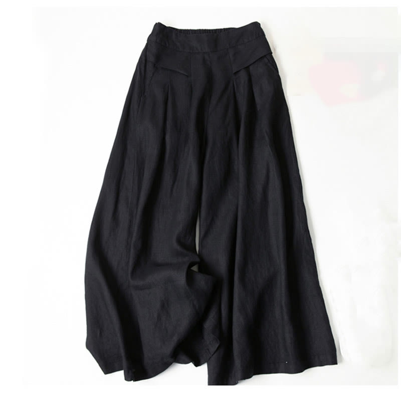 Effortless Linen Wide Leg Pant for Women with High Waist Pleated Cropped Relaxed Style