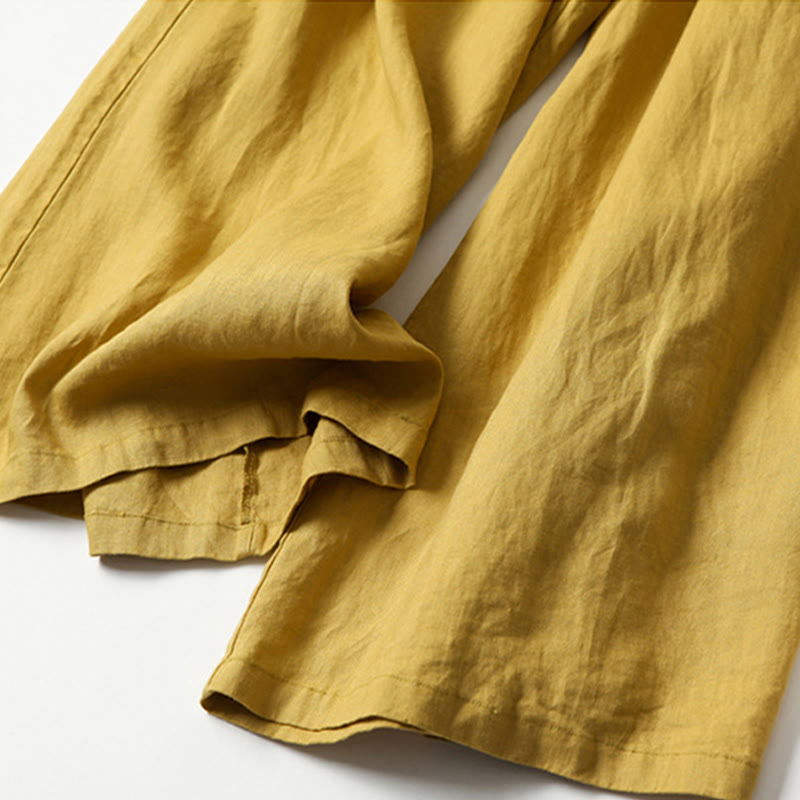 Effortless Linen Wide Leg Pant for Women with High Waist Pleated Cropped Relaxed Style