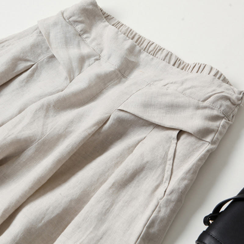 Effortless Linen Wide Leg Pant for Women with High Waist Pleated Cropped Relaxed Style