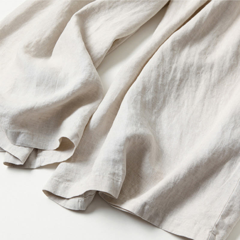 Effortless Linen Wide Leg Pant for Women with High Waist Pleated Cropped Relaxed Style