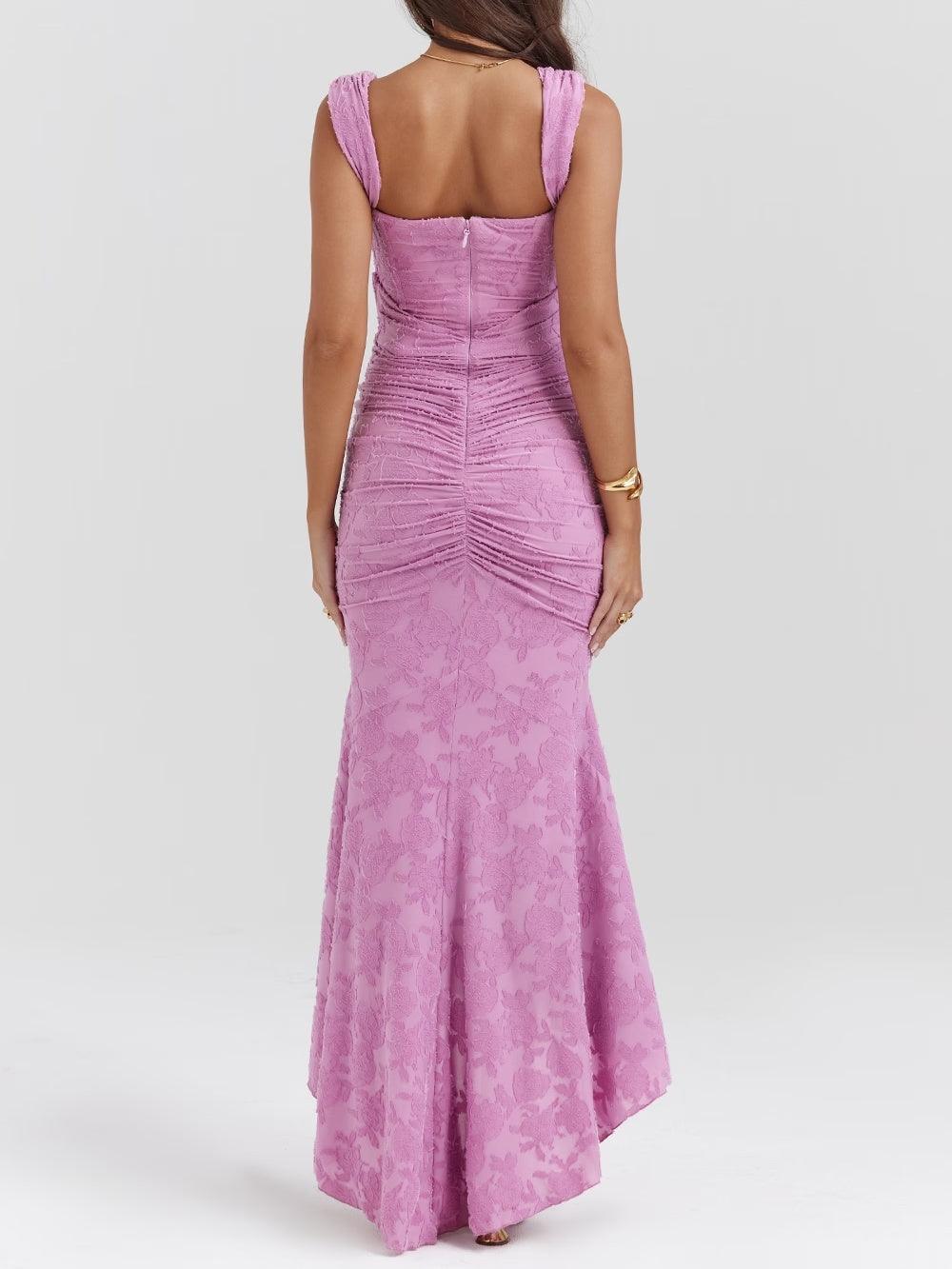 Elegant Lace Maxi Dress for Women with Square Neck Sleeveless Corset Mermaid High Low Style