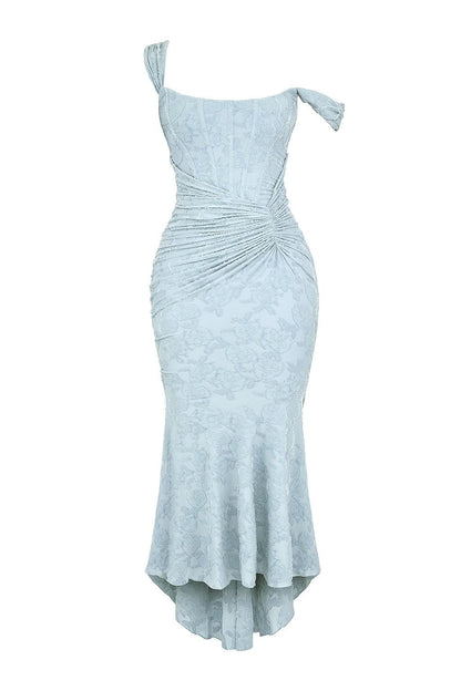 Elegant Lace Maxi Dress for Women with Square Neck Sleeveless Corset Mermaid High Low Style