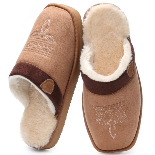 Comfortable House Shoes for Women with Faux Fur Lining Closed Toe Backless Slip On Style