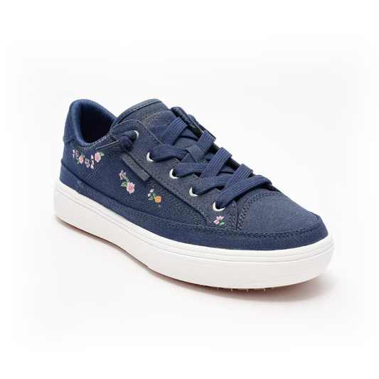Comfortable Trainers for Women with Floral Embroidery Canvas Upper Lace Up Low Top Style