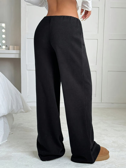 Effortless Wide Leg Pants for Women with High Waist Drawstring Relaxed Flowing Casual Style