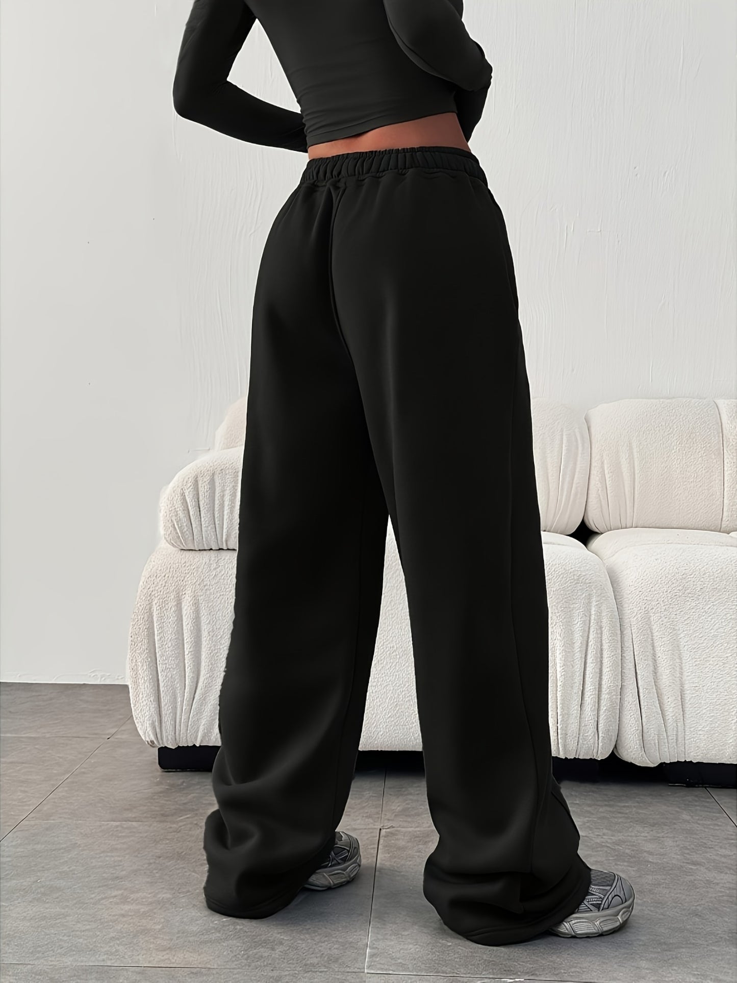 Effortless Wide Leg Sweatpants for Women with High Waist Drawstring Relaxed Casual Style
