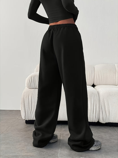 Effortless Wide Leg Sweatpants for Women with High Waist Drawstring Relaxed Casual Style