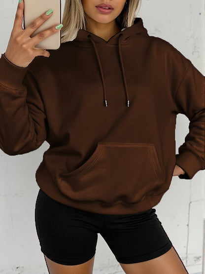 Comfortable White Fleece Hoodie for Women with Drawstring Hood Long Sleeve Relaxed Oversized Style