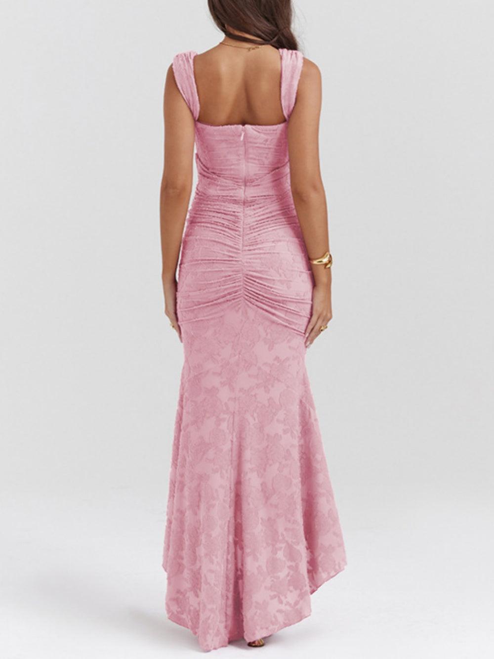 Elegant Lace Maxi Dress for Women with Square Neck Sleeveless Corset Mermaid High Low Style