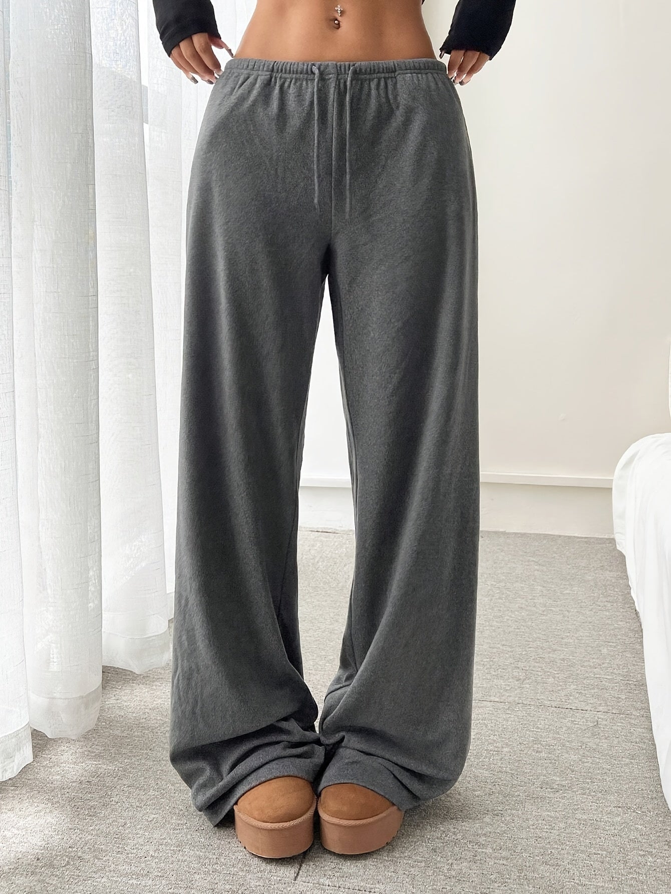 Effortless Wide Leg Pants for Women with High Waist Drawstring Relaxed Flowing Casual Style