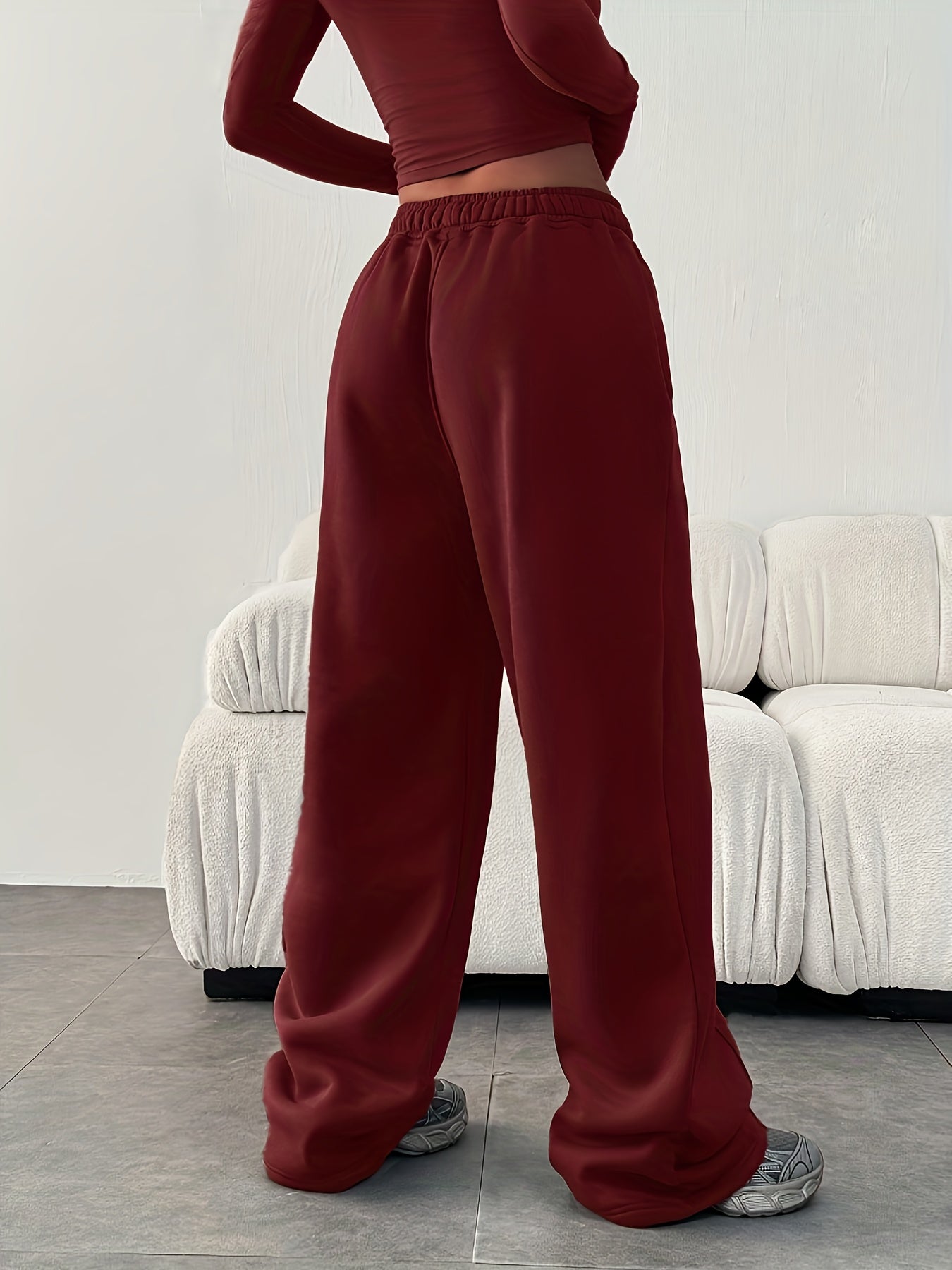 Effortless Wide Leg Sweatpants for Women with High Waist Drawstring Relaxed Casual Style