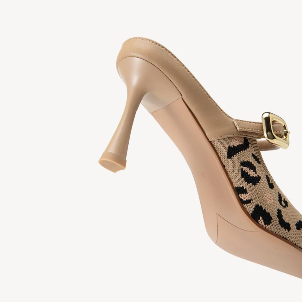 Elegant Mules Heels for Women with Pointed Toe Buckle Strap Kitten Heel Slip On Style