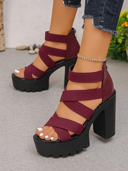 Stylish Strappy Sandals for Women with Chunky Block Heel Lug Platform Open Toe Style