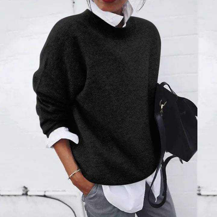 Comfortable Sweater for Women with Mock Neck Long Sleeve Relaxed Oversized Knit Style