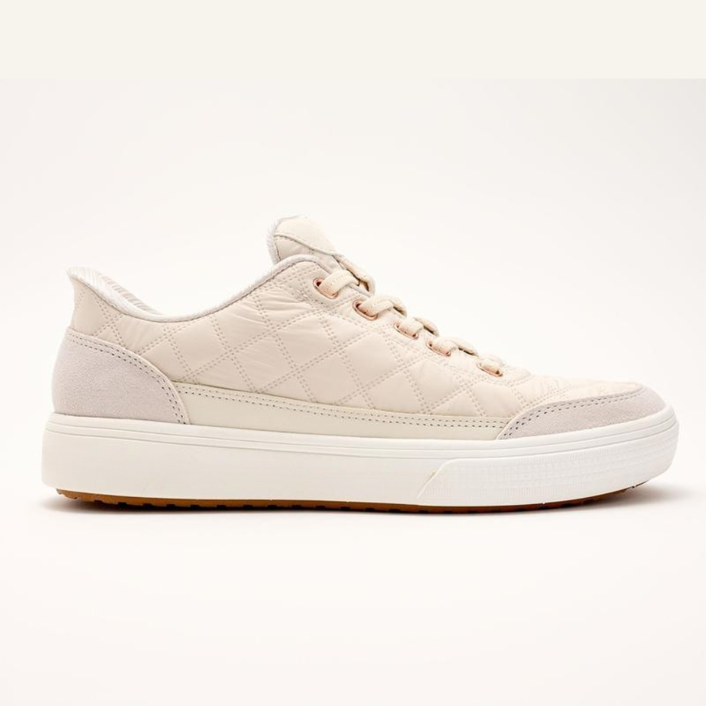 Comfortable Trainers for Women with Quilted Suede Panel Lace Up Low Top Cupsole Style