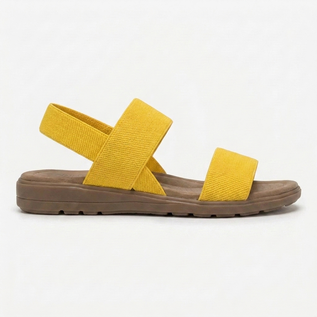 Comfortable Flat Sandals for Women with Two Strap Ankle Buckle Open Toe Cushioned Style