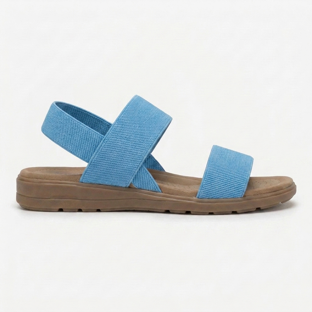 Comfortable Flat Sandals for Women with Two Strap Ankle Buckle Open Toe Cushioned Style
