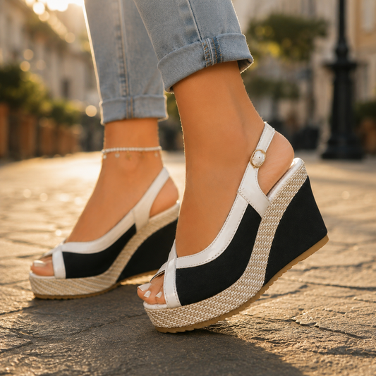 Stylish Espadrille Wedge Sandal for Women with Peep Toe Crisscross Strap Slingback Style