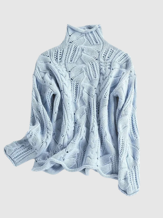 Comfortable Cable Knit Sweater for Women with Mock Neck Long Sleeve Relaxed Oversized Casual Style