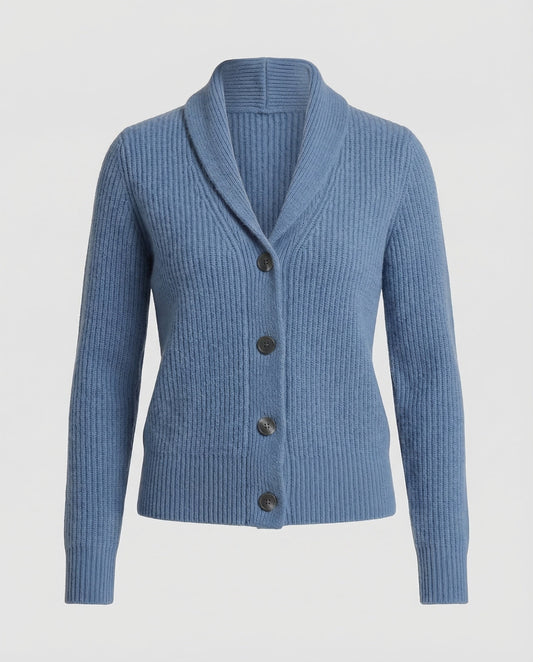 Comfortable Ribbed Cardigan Sweater for Women with Shawl Collar Long Sleeve Button Front Relaxed Oversized Knit Style