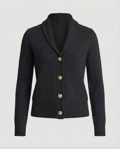 Comfortable Ribbed Cardigan Sweater for Women with Shawl Collar Long Sleeve Button Front Relaxed Oversized Knit Style