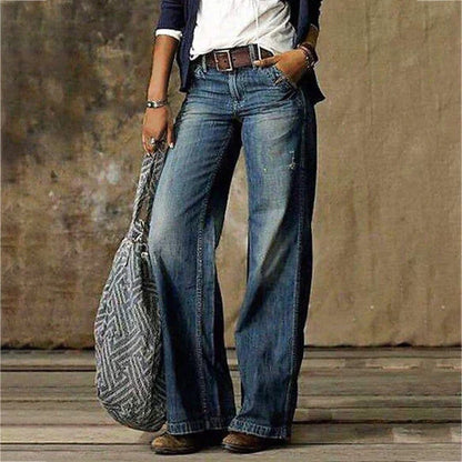 Effortless Wide Leg Jeans for Women with High Waisted Distressed Relaxed Casual Style