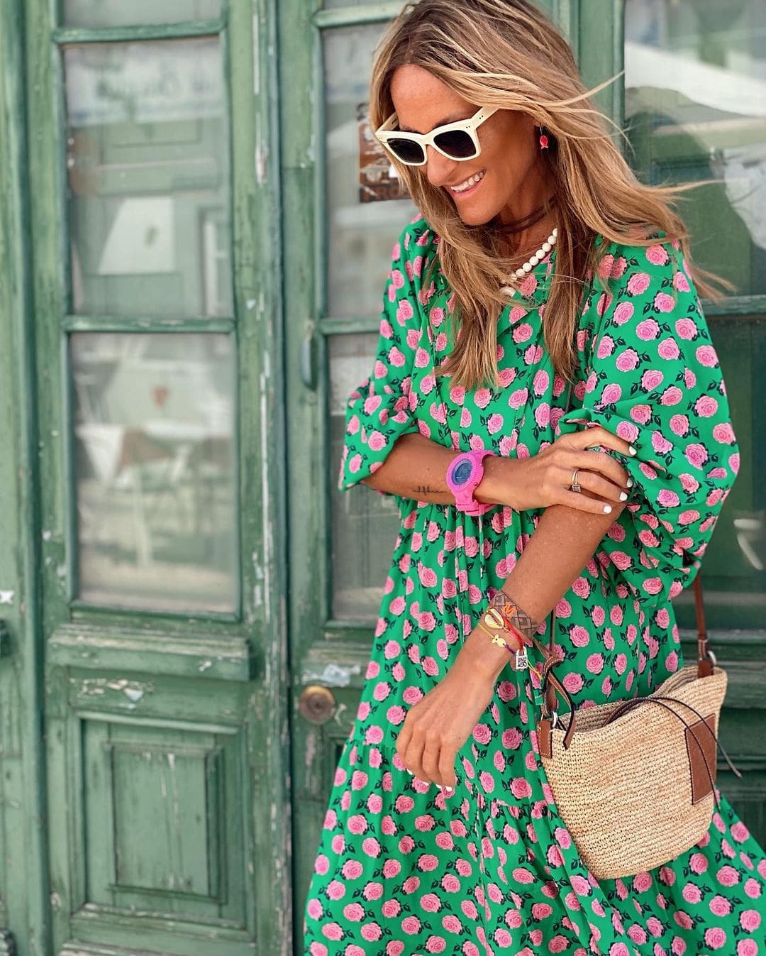 Effortless Floral Maxi Dress for Women with V Neck Balloon Sleeve Tiered Ruffle Bohemian Style