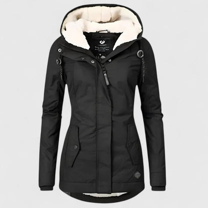 Effortless Sherpa Lined Parka Jacket for Women with Hooded Long Sleeve Zip Front Winter Style