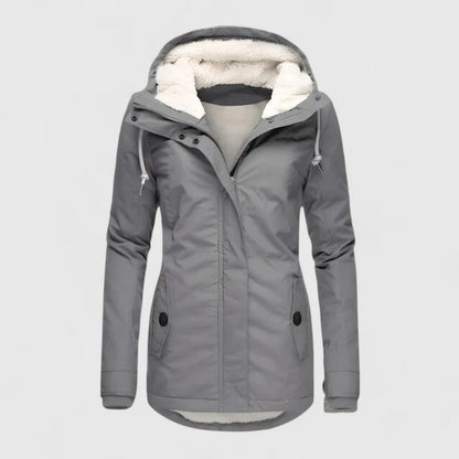 Comfortable Sherpa Lined Parka Jacket for Women with Hooded Long Sleeve Zip Front Winter Style