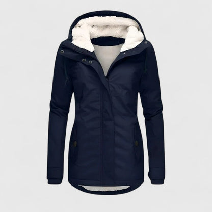 Effortless Sherpa Lined Parka Jacket for Women with Hooded Long Sleeve Zip Front Winter Style