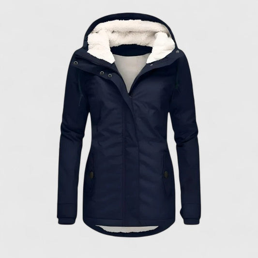 Effortless Sherpa Lined Parka Jacket for Women with Hooded Long Sleeve Zip Front Winter Style