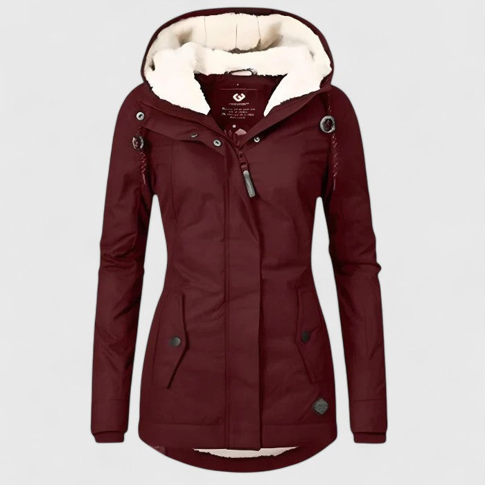 Effortless Sherpa Lined Parka Jacket for Women with Hooded Long Sleeve Zip Front Winter Style