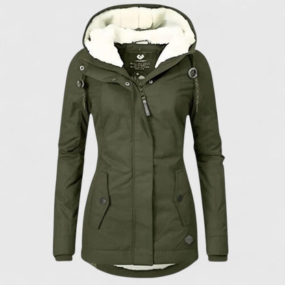Effortless Sherpa Lined Parka Jacket for Women with Hooded Long Sleeve Zip Front Winter Style