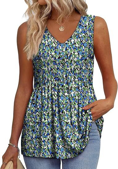 Effortless Textured Peplum Tank Top for Women with V Neck Sleeveless Flowing Relaxed Style