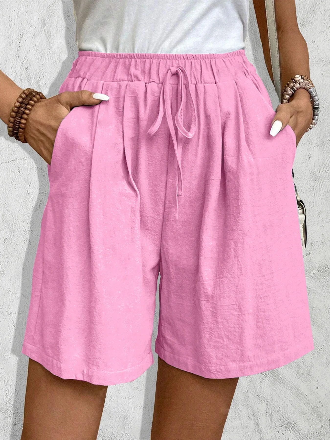 Effortless Black Linen Shorts for Women with High Waist Drawstring Wide Leg Relaxed Style