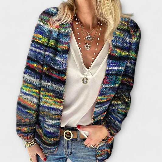 Effortless Space Dyed Cardigan Sweater for Women with Button Front Chunky Knit Oversized Sweaters Style