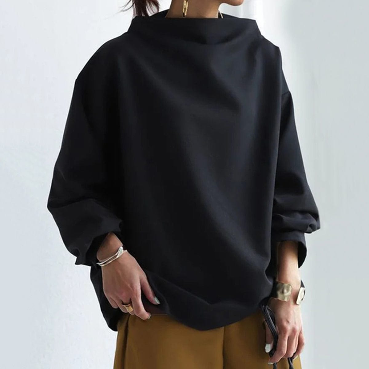 Comfortable Oversized Sweatshirt for Women with Cowl Neck Long Sleeve Relaxed Batwing Casual Style
