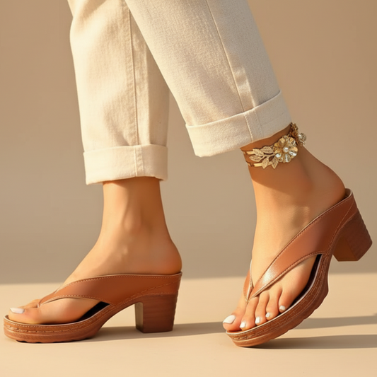 Stylish Platform Flip Flop Sandals for Women with Chunky Block Heel Jeweled Ankle Strap Style