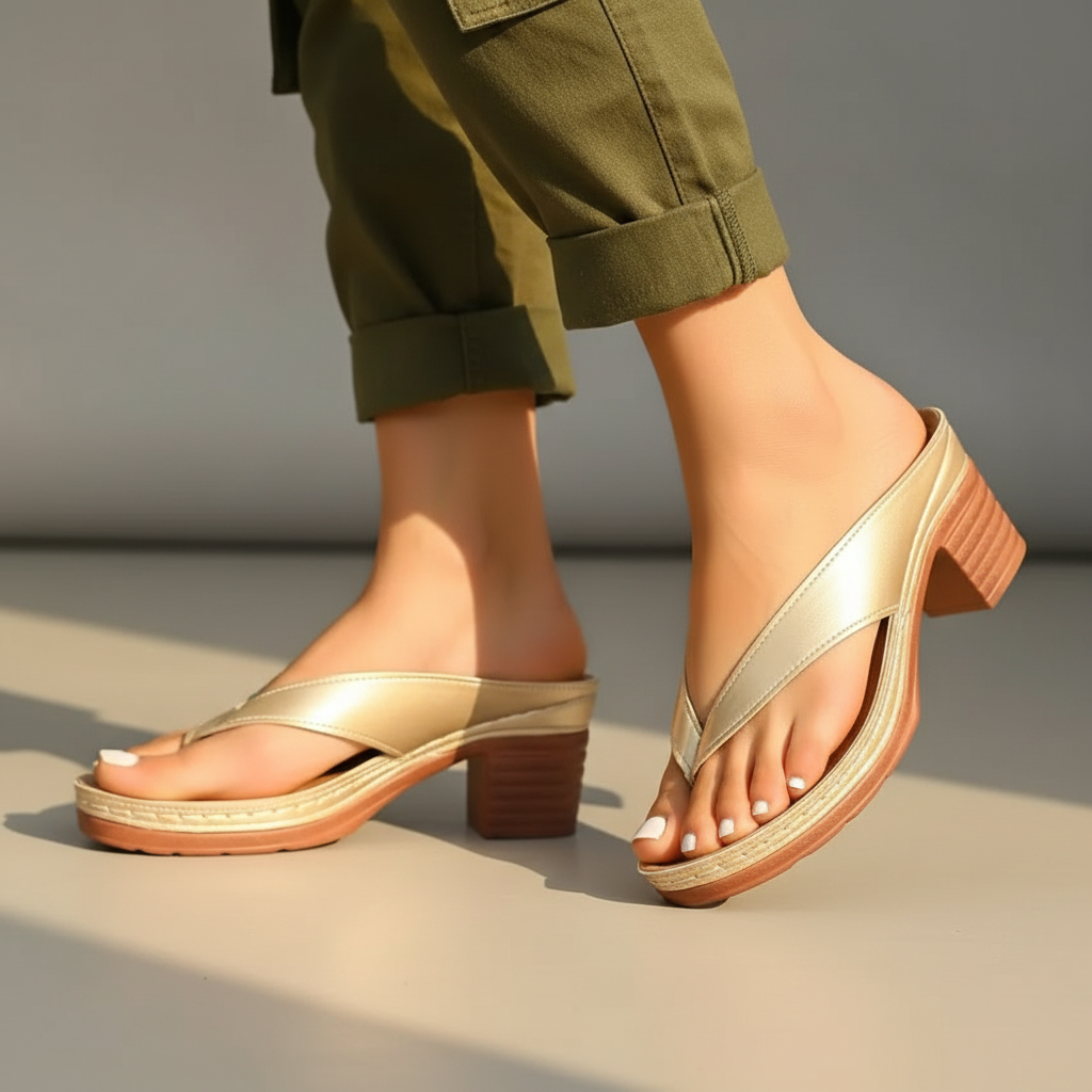 Stylish Platform Flip Flop Sandals for Women with Chunky Block Heel Jeweled Ankle Strap Style